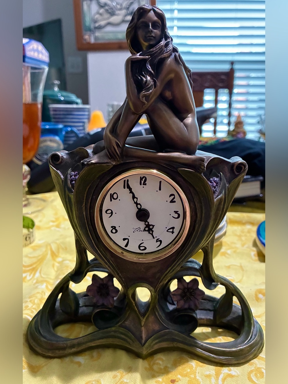 Art Nouveau Clock by Veronese Designs. Stunning detail of woman, leaves& flowers